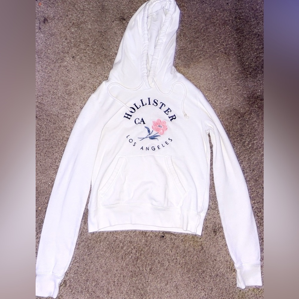 white small holister hoodie